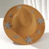 Sparkling Rhinestones Star Western Hat For Women Oversized Comfortable Hat Headpiece All Weather Stylish Headwear