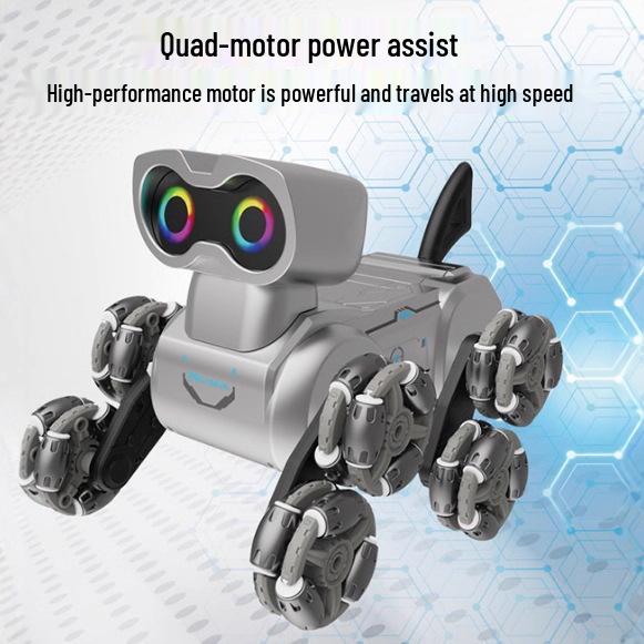 Remote-Controlled Stunt Robot Dog Toy with Eight Wheels