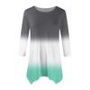 Women's Fashion Casual Crew-neck Gradual Print Seven-point Sleeve Shirt Belted Loose Comfortable Top