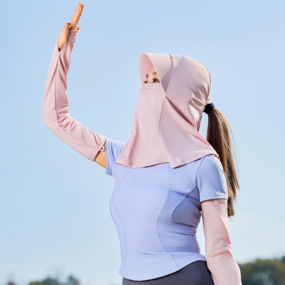 Dustproof Ice Silk Mask Solid Color UV Protection Veil Adjustable Sunscreen Face Cover  Outdoor