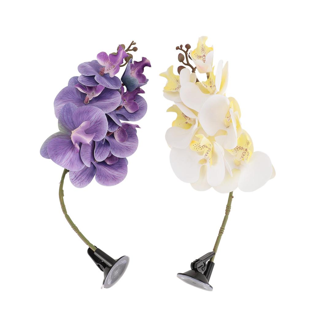 2pcs Reptile Plant with Suction Cup Bendable Terrarium Decoration Plant Flower for Aquarium Lizards Spiders Snakes