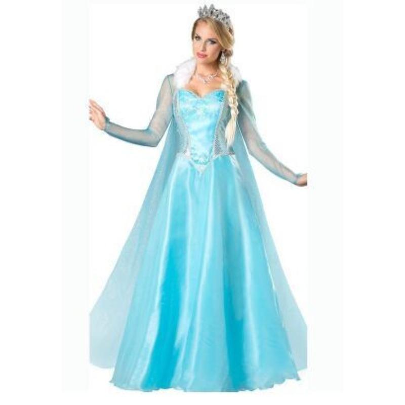 Halloween Costume Adult Female Princess Anna Performance Costume Frozen Snow White Play Dress