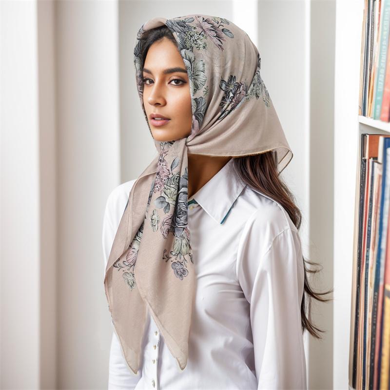 

Новый мусульманский квадратный хиджаб-шарф с принтом, тюрбан, толстый хлопковый чепчик для волос, ночная шапочка для сна, эластичная бандана от солнца, 90x90 см 90X90CM