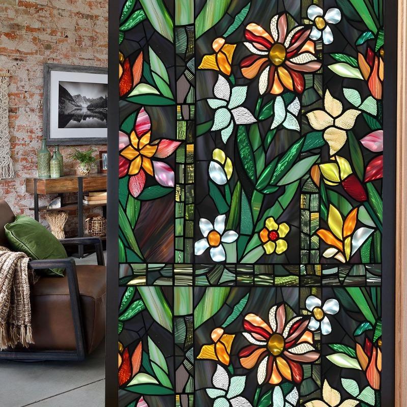 3D Laser Recyclable Window Privacy Film No-glue Window Film Decorative Protection Static Cling Stained Glass Home Sticker