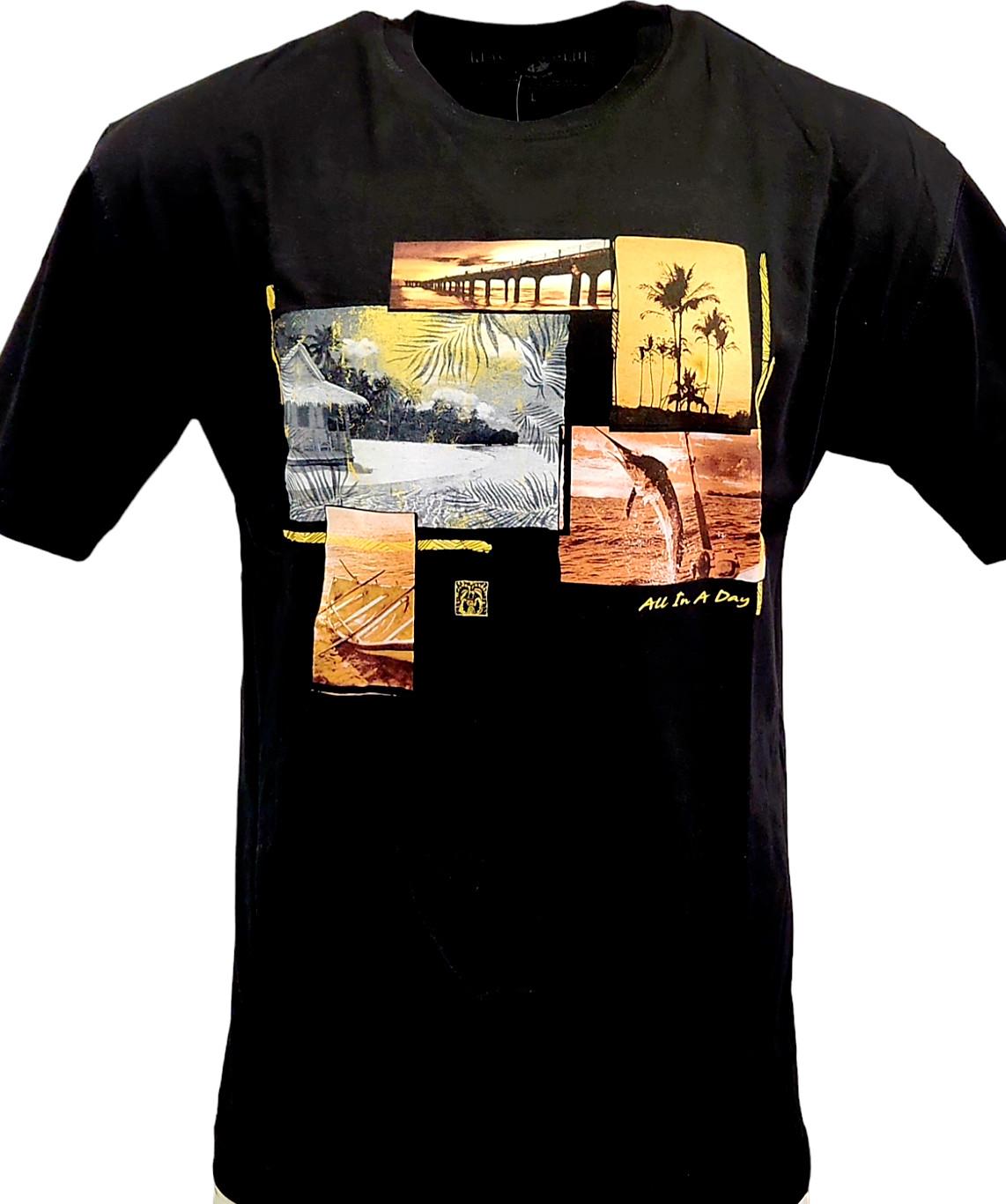 Men s T-shirt -Newport Blue-ALL IN A DAY -BLACK-100% COTTON-NWT-REG 22.00 S