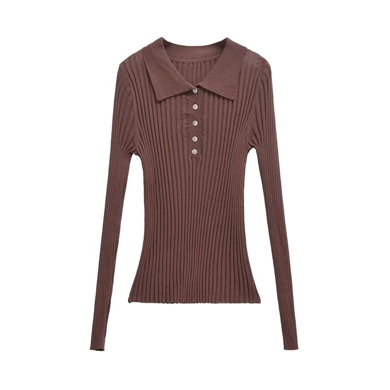 Kaslead New Arrival Women's Clothing Fashion Style Fashion Rib Knitting Slim Long Sleeve Top 9598124
