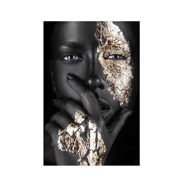 African Girls Woman Gold Jewelry Posters Wall Canvas Art Prints Modern Figures Portrait Paintings Living Room Home Decor Picture