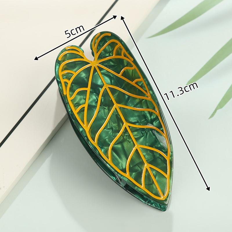 Elegant Hair Clips with Leaf Design Eco-friendly Acetate Material