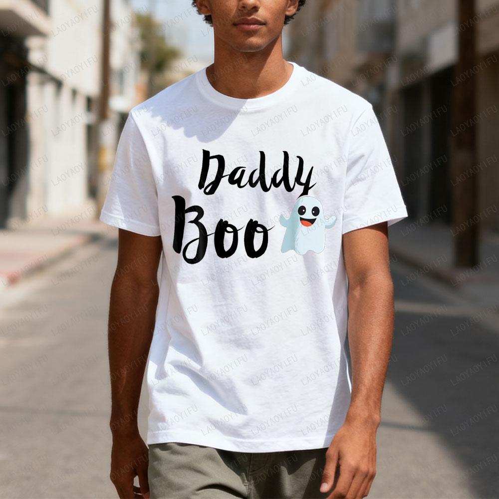 Daddy Boo Halloween Simple Printed T-shirt Tops Horrible Ghost Men Tshirts for Women Casual Cre