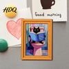 Kitchen Refrigerator Decor Oil Painting Cat Magnet Wooden Frame Black Accessories Theme Retro Rectangle Magnetic Decoration Photo Magnet