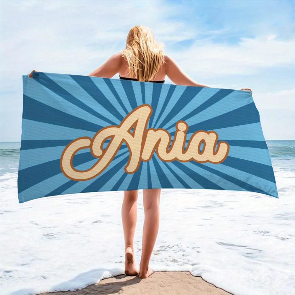 Custom Name Beach Towel – 80×160cm Large Quick-Dry Towel with Vibrant Colors for Pool, Beach, Vacation & Summer Gift