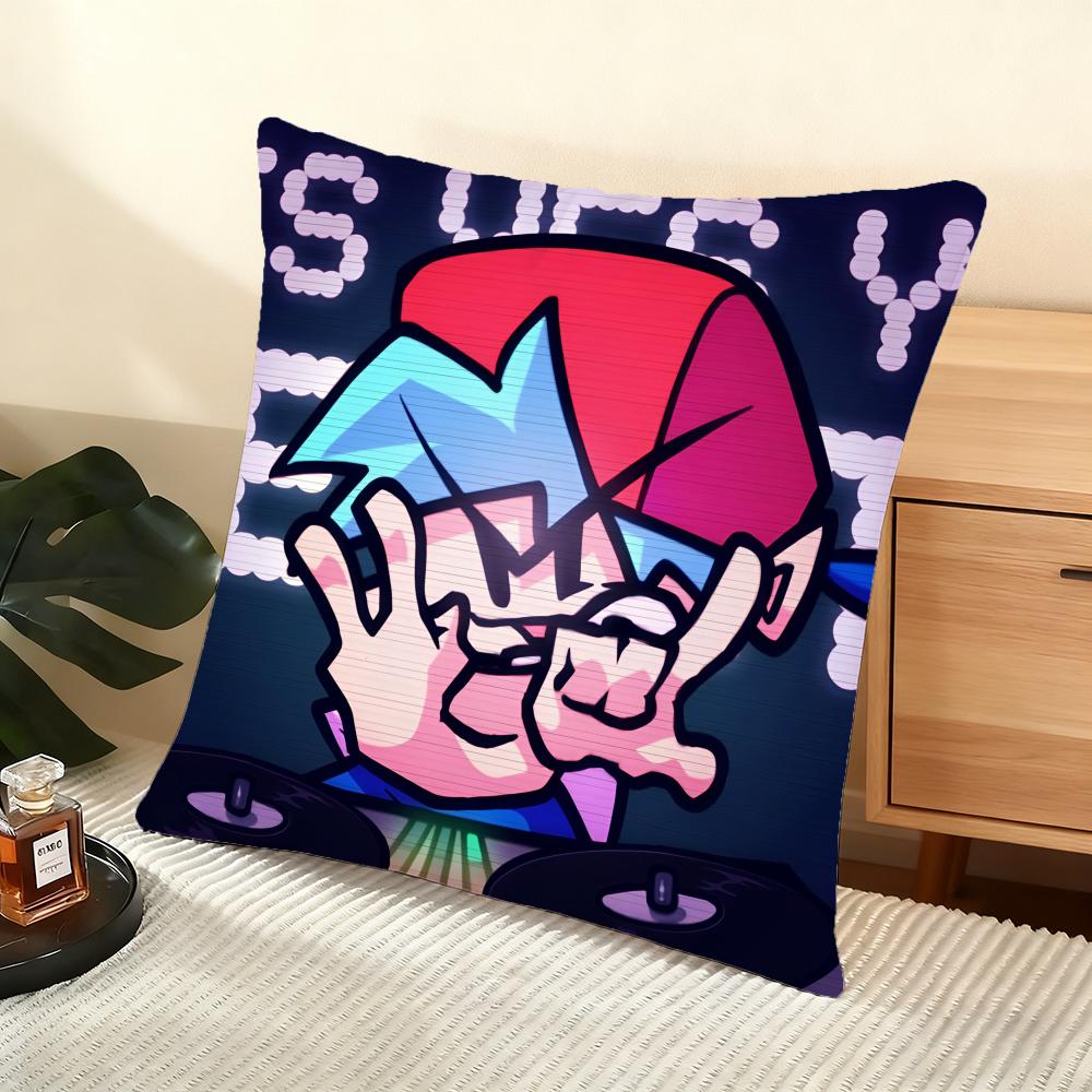 Friday Night F-Funkin Cushion Cover Soft Short Plush Pillow Cover Smooth Cozy Texture Aesthetic Cushion Case Home Decor