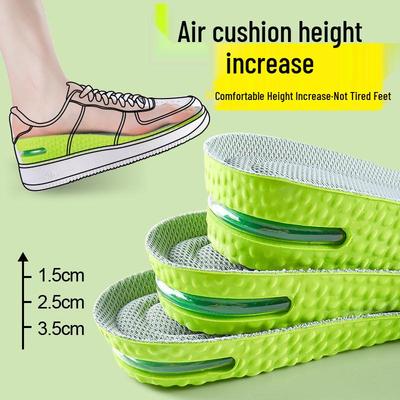 Anti-Odor Air Cushion Height Increasing Insoles for Men & Women – Thick, Non-Collapsing, Invisible Elevation Pads