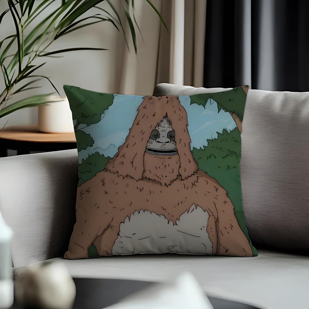 Trending SSassy the Sasquatchead Cushion Cover Antidustmite Pillowcase Invisible Zipper Silky Short Plush Sofa Cushion Cover