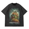 Black Source  ANIME MANGA VINTAGE WASH UNISEX TSHIRT  Octopus Men Harajuku TShirt Japanese Style