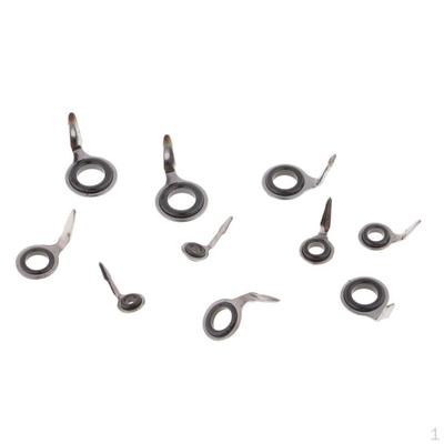 10pcs Fishing Rod Tips, Stainless Steel Guides Rings Saltwater Tip Repair Kit