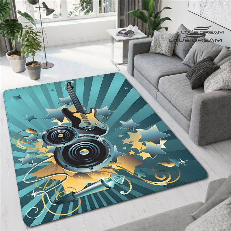 Tappetini stampati in 3D con chitarra colorata per soggiorno, tappeti antiscivolo, camera da letto, comodino, decorazione moderna per la casa, tappetini lavabili