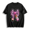 T-shirt Casual Imprimé Léopard Cœur Nœud Thème Enseignant Coton Pur