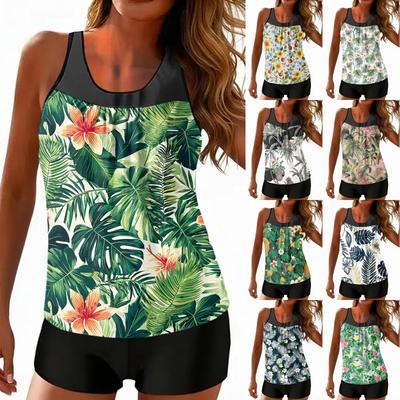 Damen Boho Print geteilter Badeanzug Sport Badeanzug