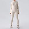 Export Zipper Nude Feel Long Sleeves Yoga Jumpsuit Women's Sports Running Workout Training Dance One-Piece Jumpsuit