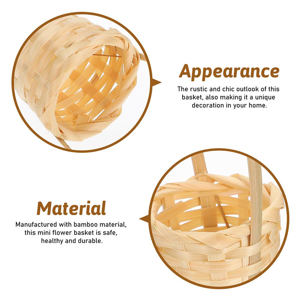 5 Pcs Woven Basket Mini Woven Baskets Handmade Flower Basket Storage Containers Bamboo Weaving Home Storage ganization