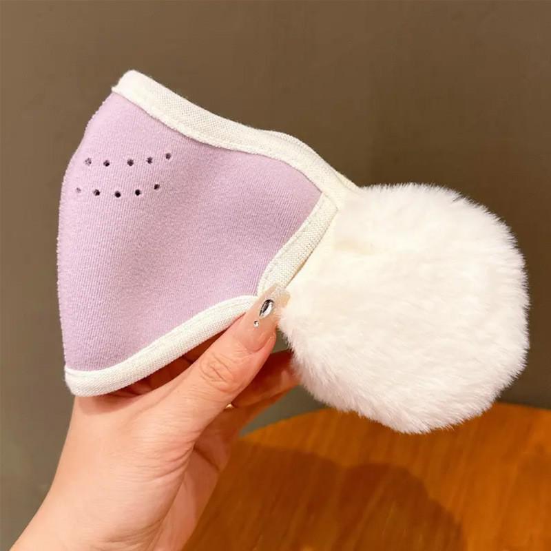 Children's 3D Plush Ear Warmer Mask - Warm, Breathable, Solid Color Cold Protection for Boys and Girls