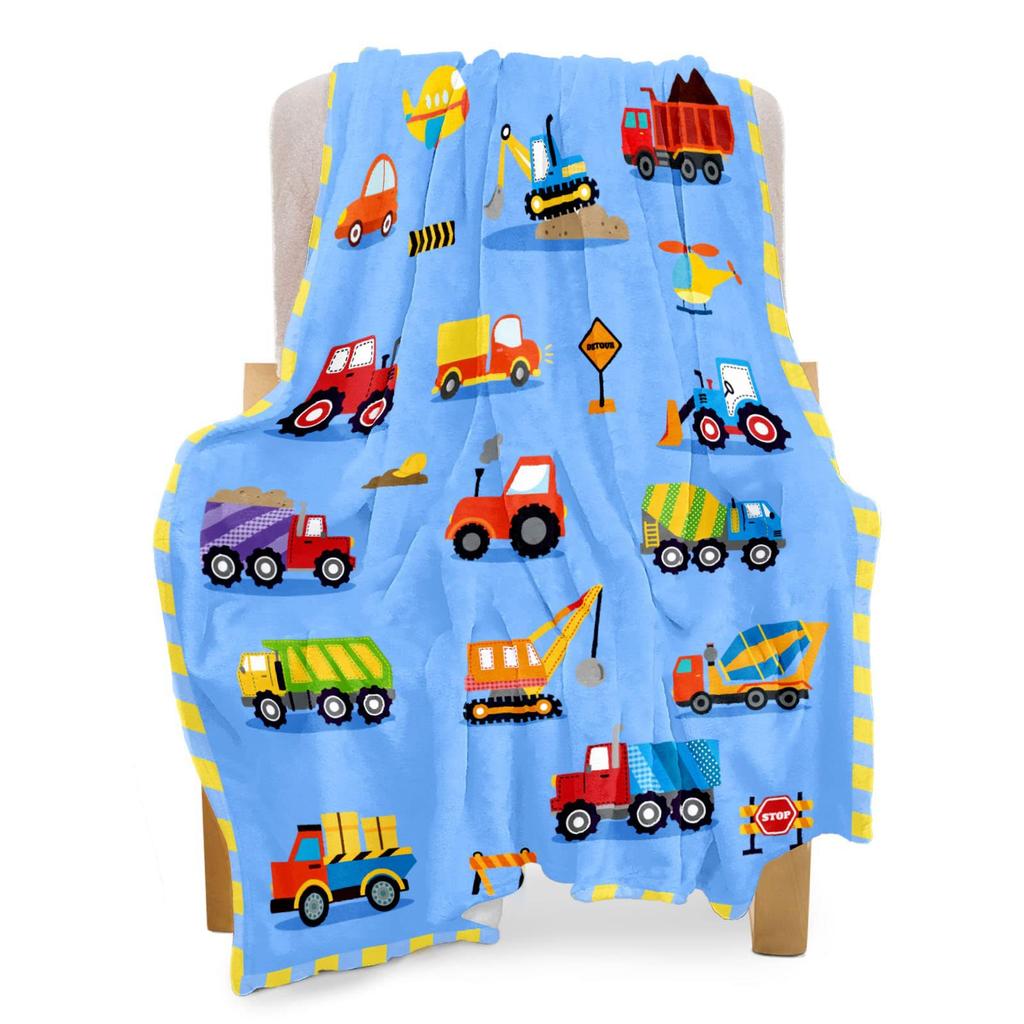 Cartoon Truck Printed Flannel Blanket Portable Office Nap Blanket Sheet Bedspread