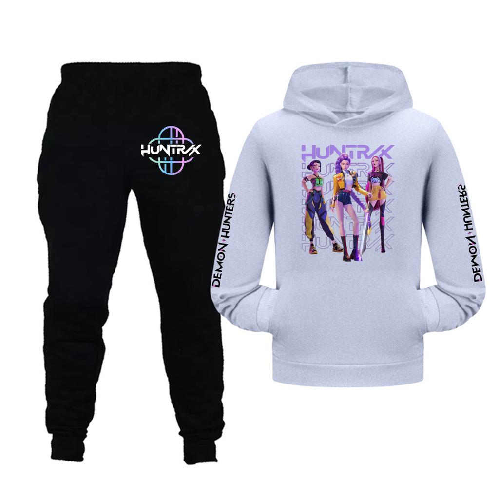 Kids Girls Long Sleeve Hooded Sweatshirt And Pants Set For Toddler And Big Kids 2Pcs Outfits