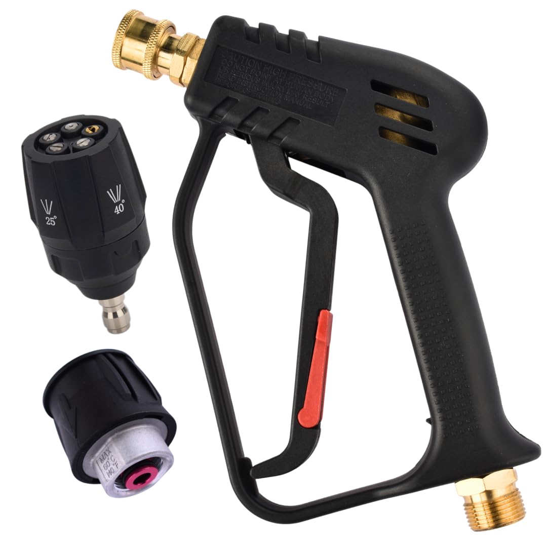 BORUBIKA Short Compatible with Iris Ohyama FBN Series Adjustment Washer Car Wash Cleaning Gun Gun, One-Touch Hose, 5-Level (0-65°), High-Pressure Gun, чёрный