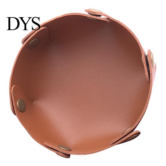Home Office Storage Solution PU Leather Folding Tray, Waterproof Portable Jewelry Dish, Entryway Key Holder Retro Rivet Desktop Organizer Tray for And