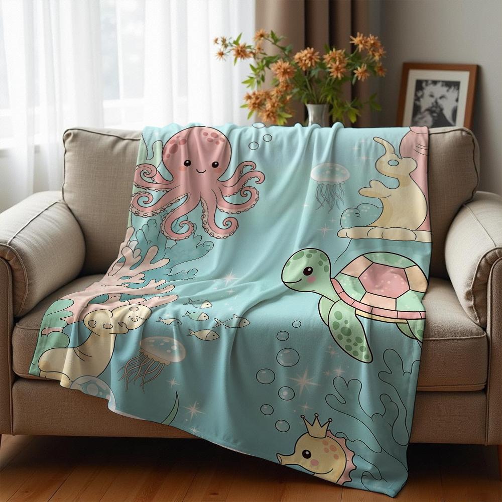 Cute Cartoon Popcorn Box Soft Flannel Blanket Breathable Warm Throw for Office Car Sofa Kids Room Birthday Xmas Gift
