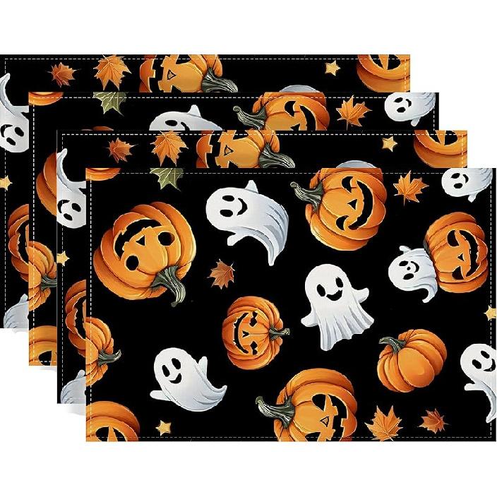 Halloween Ghost Pumpkin Table Runner,Halloween Dinner Table Runner Decorations and Supplies for Home Kitchen Dining Room Table-13×72''