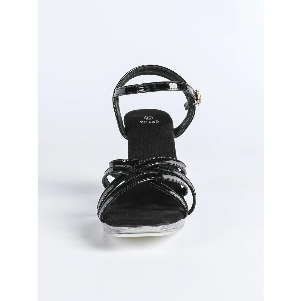 12Cm Clear Heel 2026 New High Heels Sandals Crystal, Popular Sexy Sandals Cross Strap Leopard Print 5 Colors LFD-69192-2