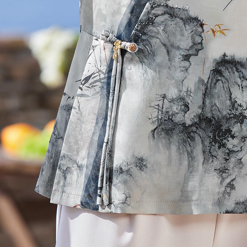 New Chinese Style V-Neck Top & Pants Set