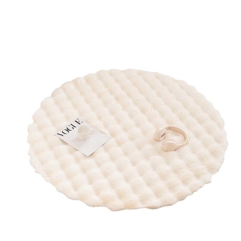 Creamy Bubble Velvet Round Area Rug
