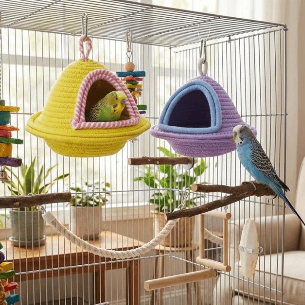 Windproof Parrot Hammock Handmade Weave Bird Hanging Bed Parrot Bed House All Season