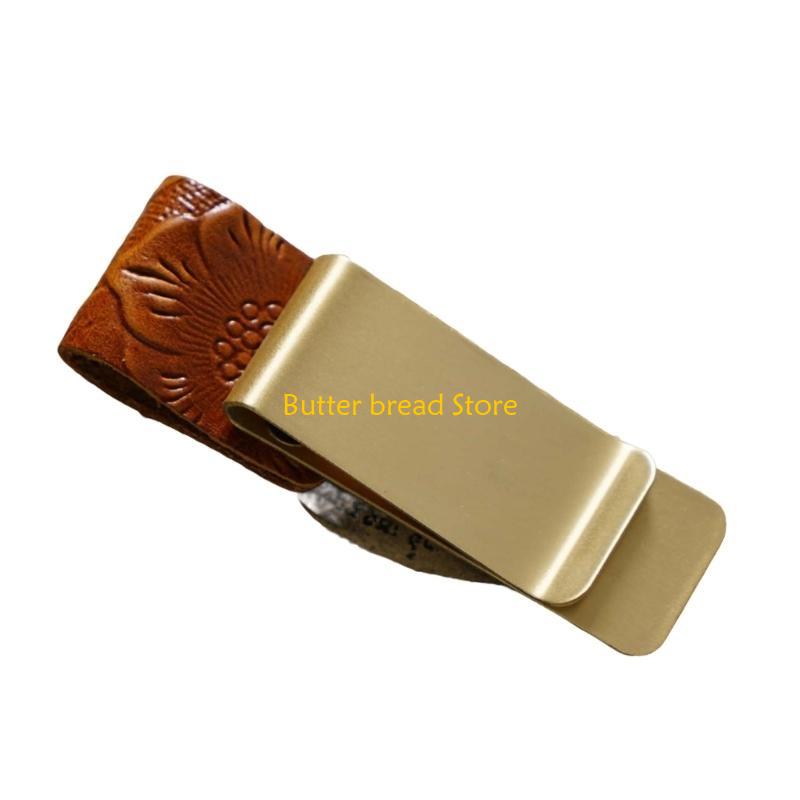 W89C Leather Pen Holder with Clip Notebook Pen Holder Leather Pen Sleeve for Journal