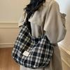 Borsa a tracolla Fashi a quadri da donna, borsa a spalla casual in tela, borsa tote di grande capacità, texture comoda e versatile, borse portaoggetti