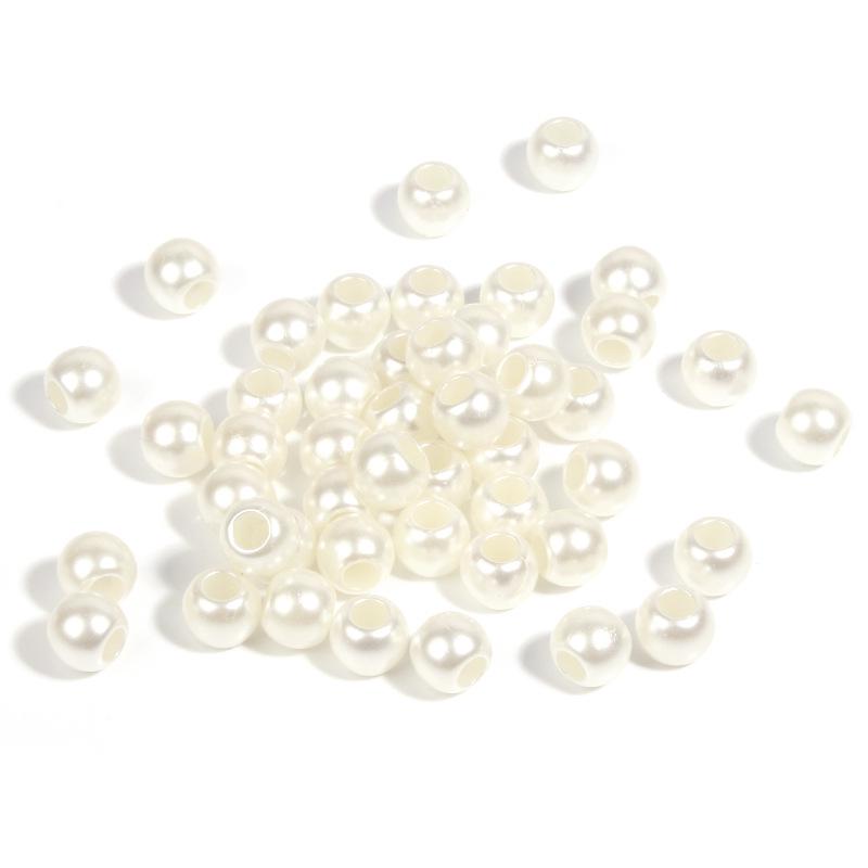 

ABS Бежевые Бусины-бочонки овальной формы из искусственного жемчуга с большим отверстием для рукоделия и плетения 12mm, 50 pcs/pack