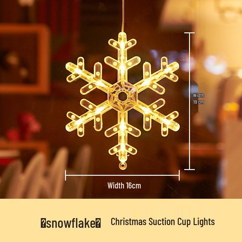 LED Christmas Decorative Lights: Snowman, Tree, Bells, Star, Window Suction Cup Holiday Set