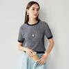 Zhaojun Women's Silk Blend Plaid Knit Short Sleeve T-Shirt