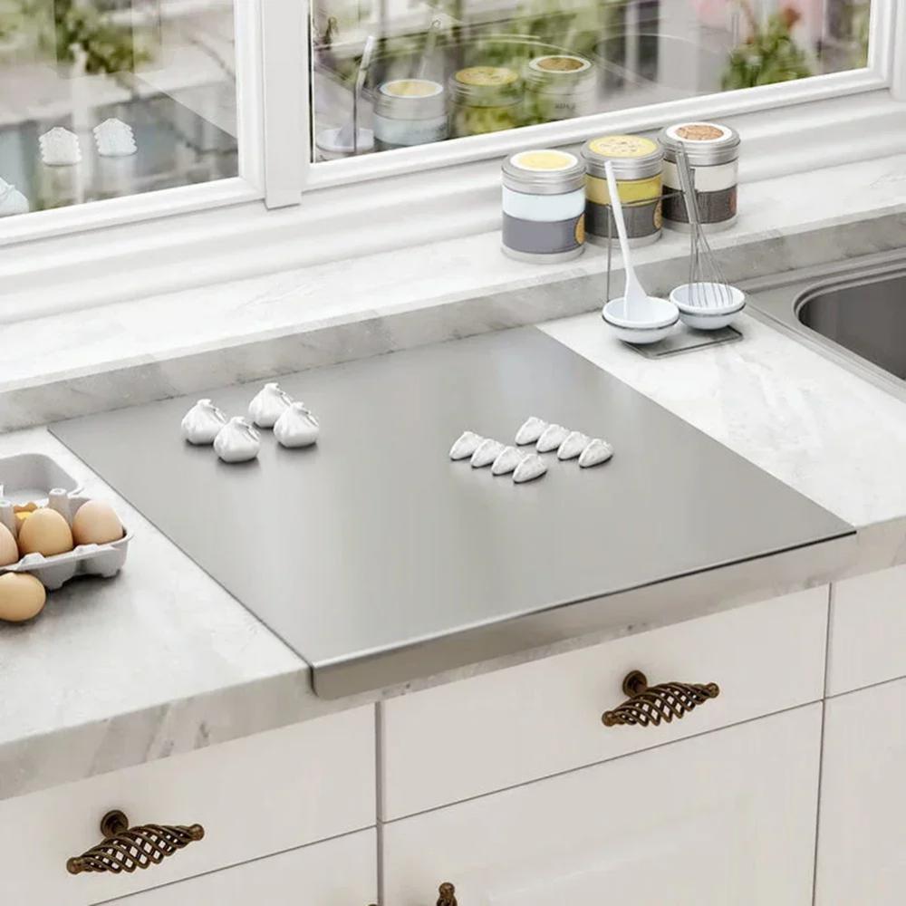 Large Size Household Stainless Steel Chopping Board Double Panel Multifunctional Pastry Baking Board Chopping Board Kitchenware