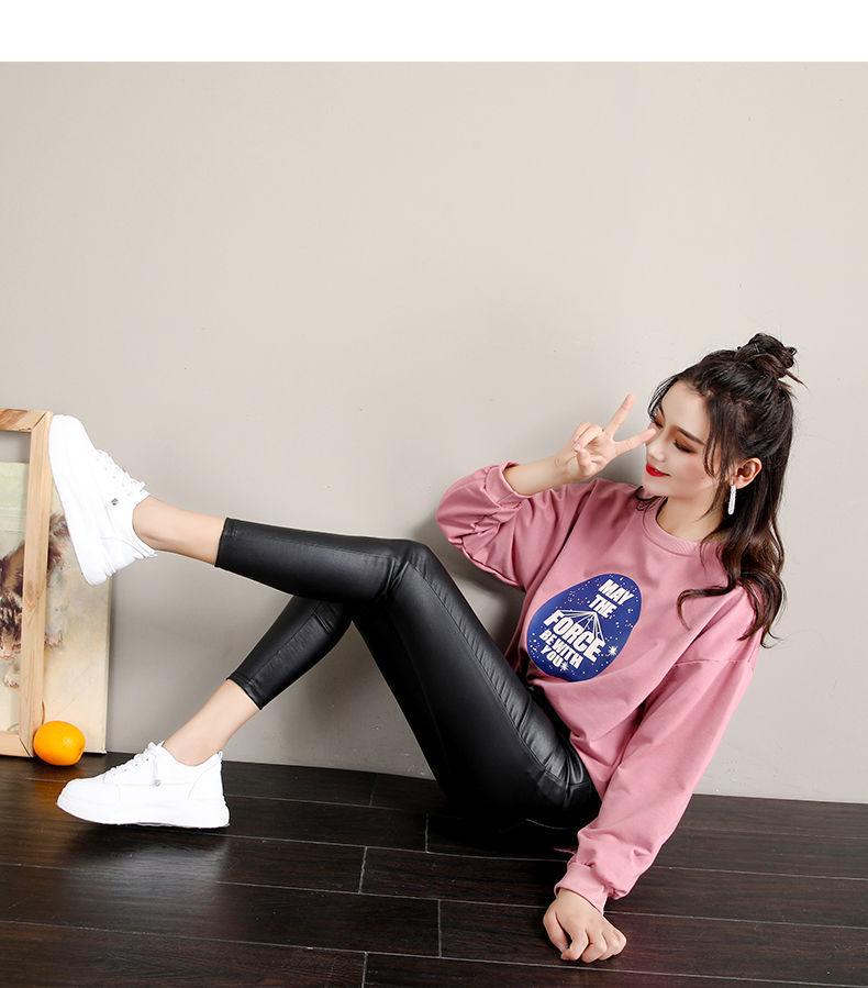 Women's High-Waisted Black Matte Leather Leggings - Fleece-Lined and Slimming for Fall/Winter