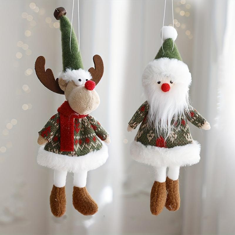 1PC Christmas Decoration Elk Santa Snowman Cute Cartoon Fabric Doll Small Doll Pendant Plush