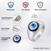 Hip Hop Evil Eye Ring for Men,Stainless Steel Blue Devil's Eye Signet Ring,Punk Eyeball Jewelry Gift