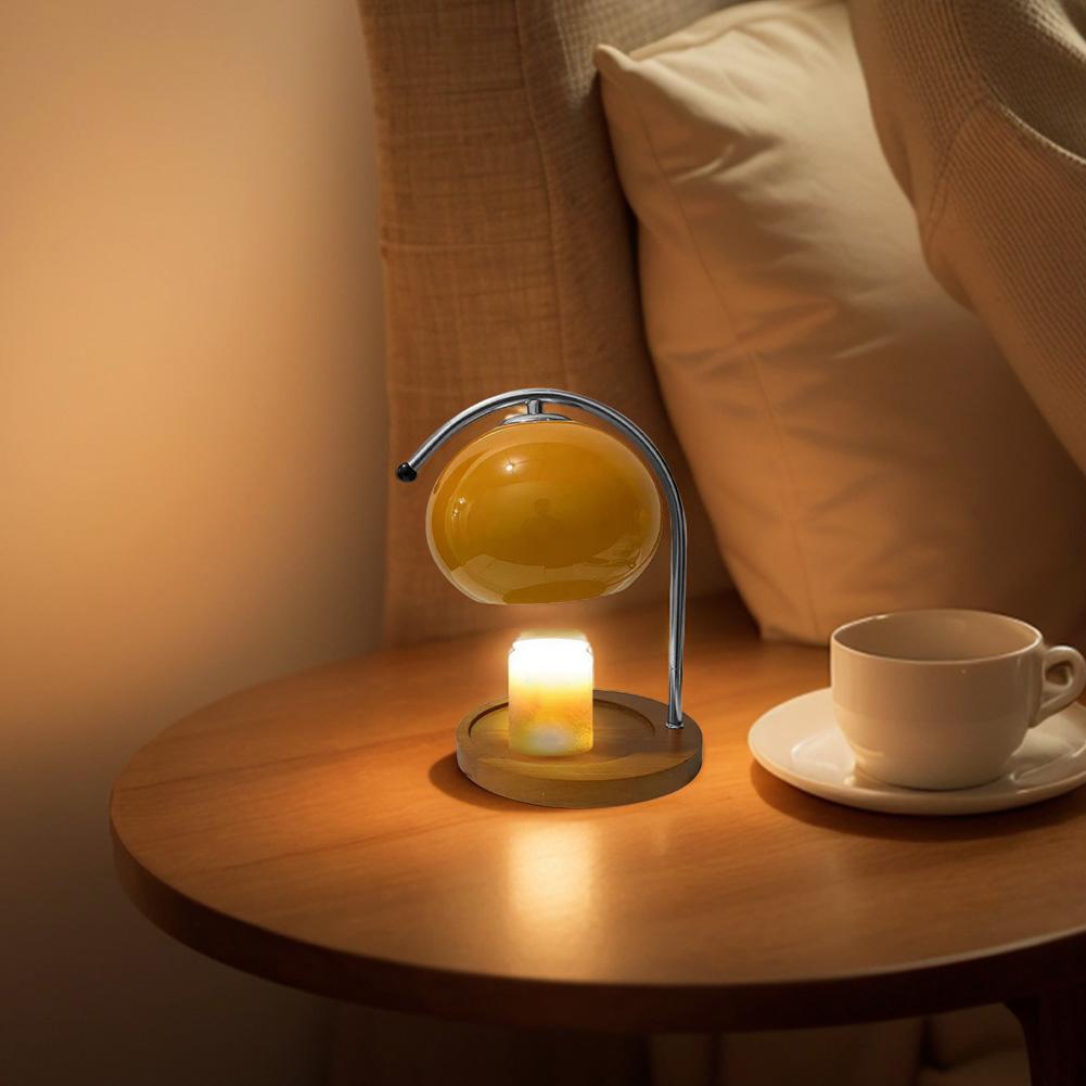 Wooden Base Candle Warmer Lamp with Timer Nordic Candle Wax Lamp 2 Bulbs Modern Wax Melting Light for House Office Decoration
