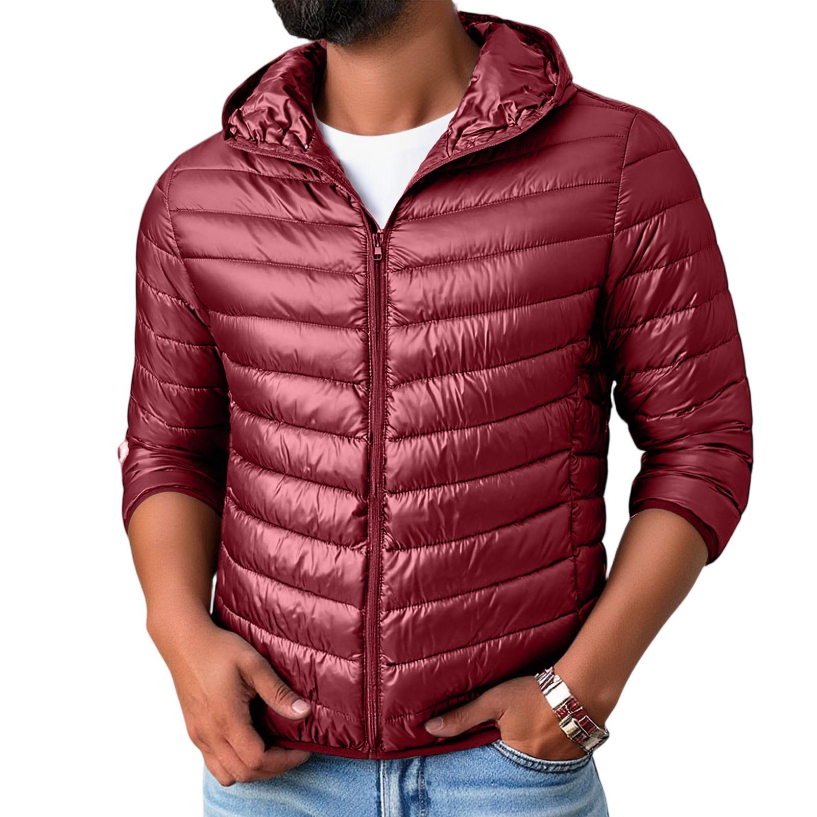 

Men Hooded Hood Standing Collar Thin And Light Feathered Cotton XXL