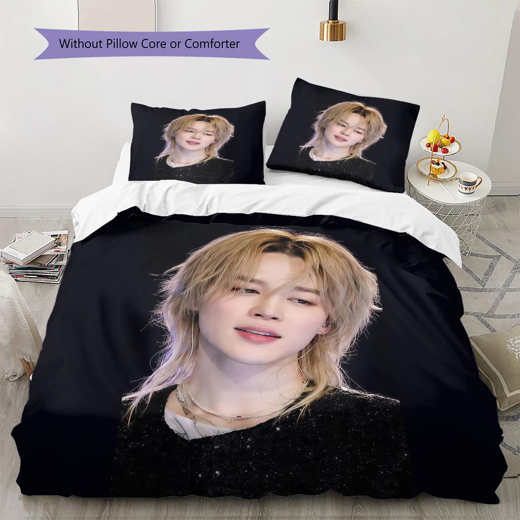 Jimin Pattern Bedding Home Decoration Birthday Gift ( 1 duvet cover + 2 pillowcase, without core),fan merchandise.