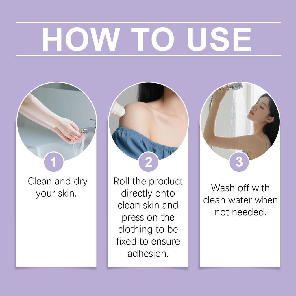 Jaysuing Anti-Exposure Roll-On Adhesive Non-Slip & Leak-Proof Gentle Formula Prevents Exposure Suitable for Whole Body 30ml