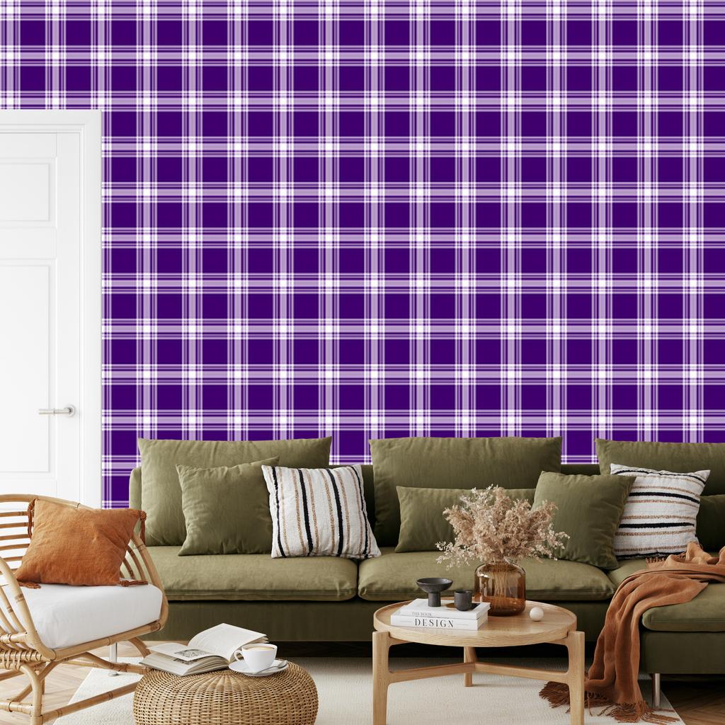 Purple and Lavender Checkered Wallpaper for Living Room and Bedroom 50x1000